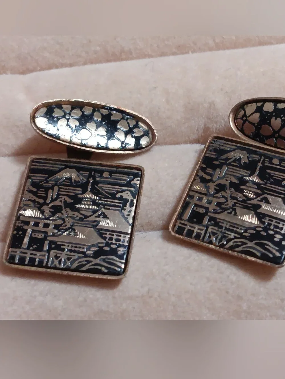 Antique Japabese Domascene Cufflinks Set